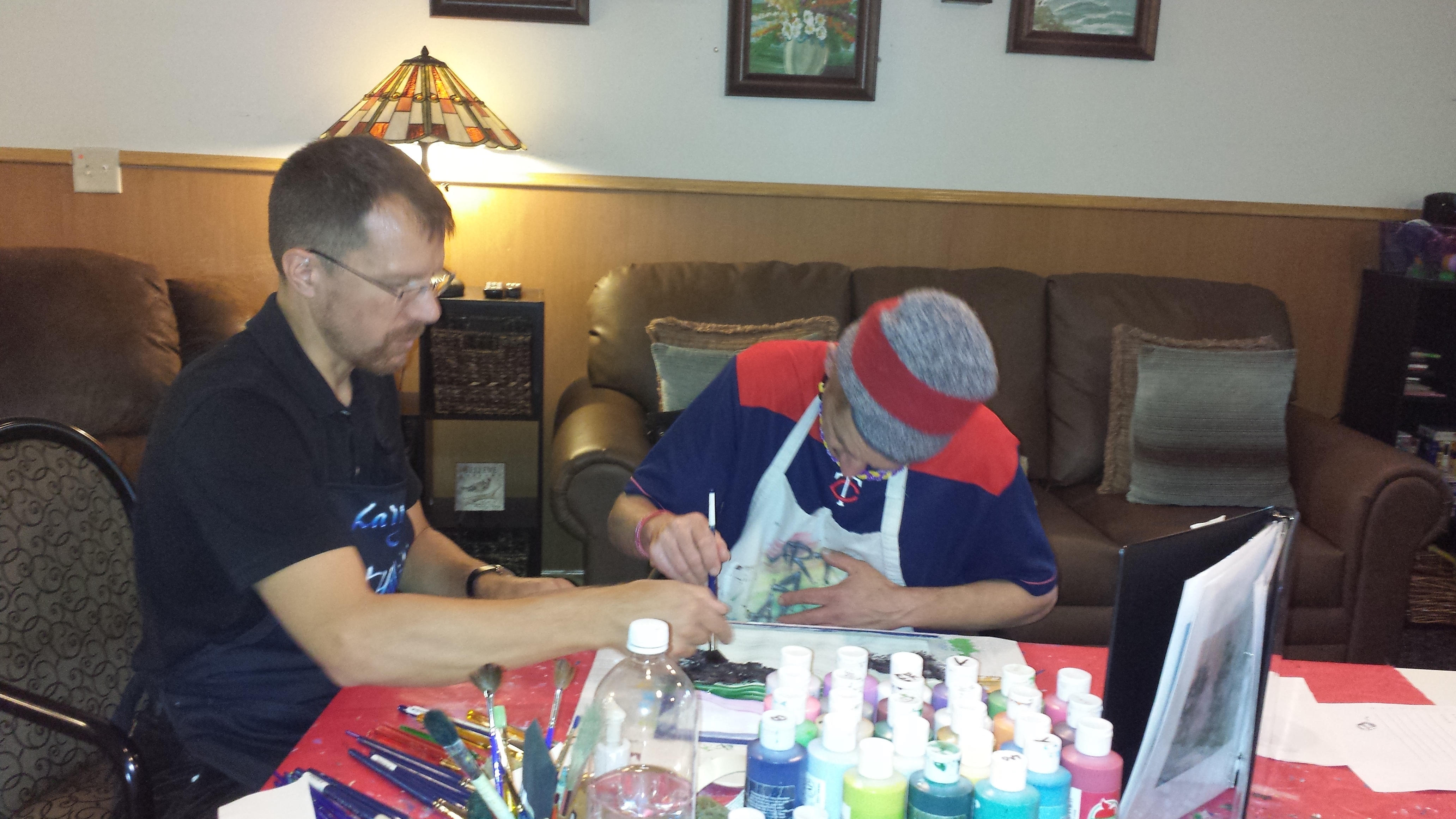 Marc painting with Larry Homan the art instructor